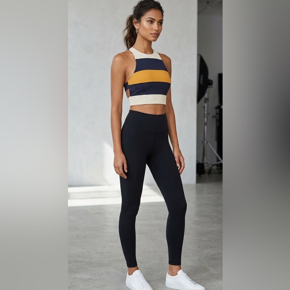 ASOS Striped Mesh Insert Crop Top
